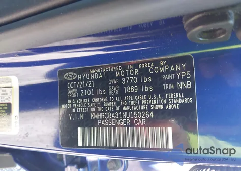 2022 Hyundai Venue Limited from USA, damaged, VIN KMHRC8A31NU150264